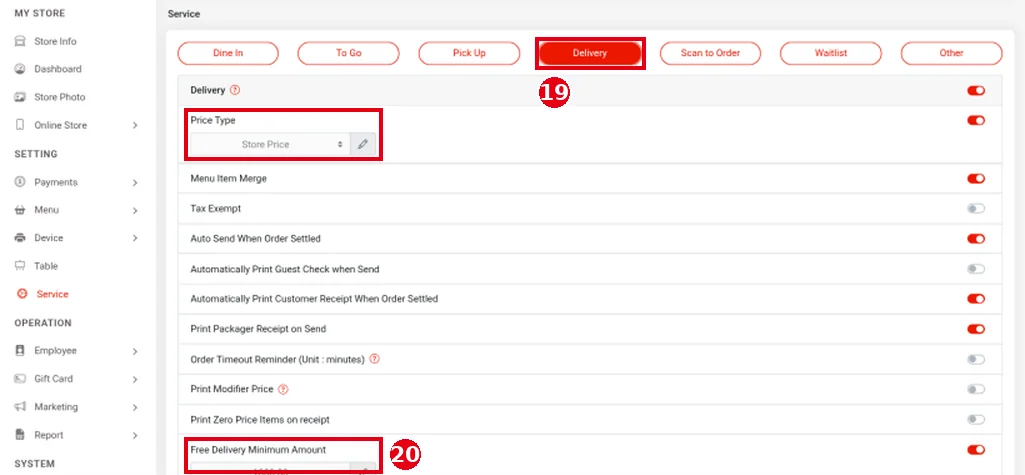 2.9.2 How to set online pick-up and delivery rules – 292-5