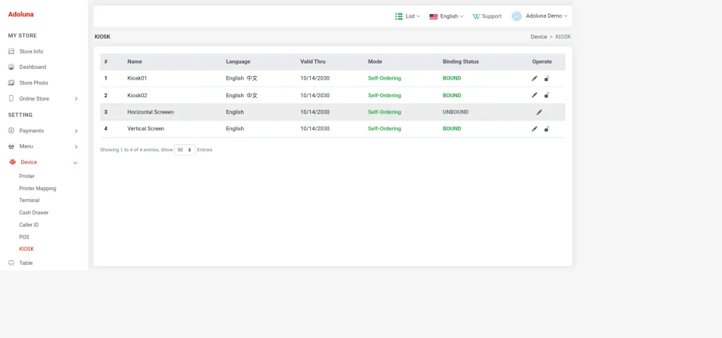 3.2.2 How to create POS and Kiosk devices in the Backoffice – 322-S1