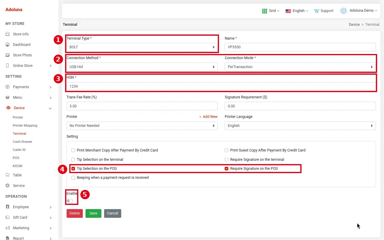 3.4.3 How to connect a Clover Go 3 / VP3350 card reader – 343-1