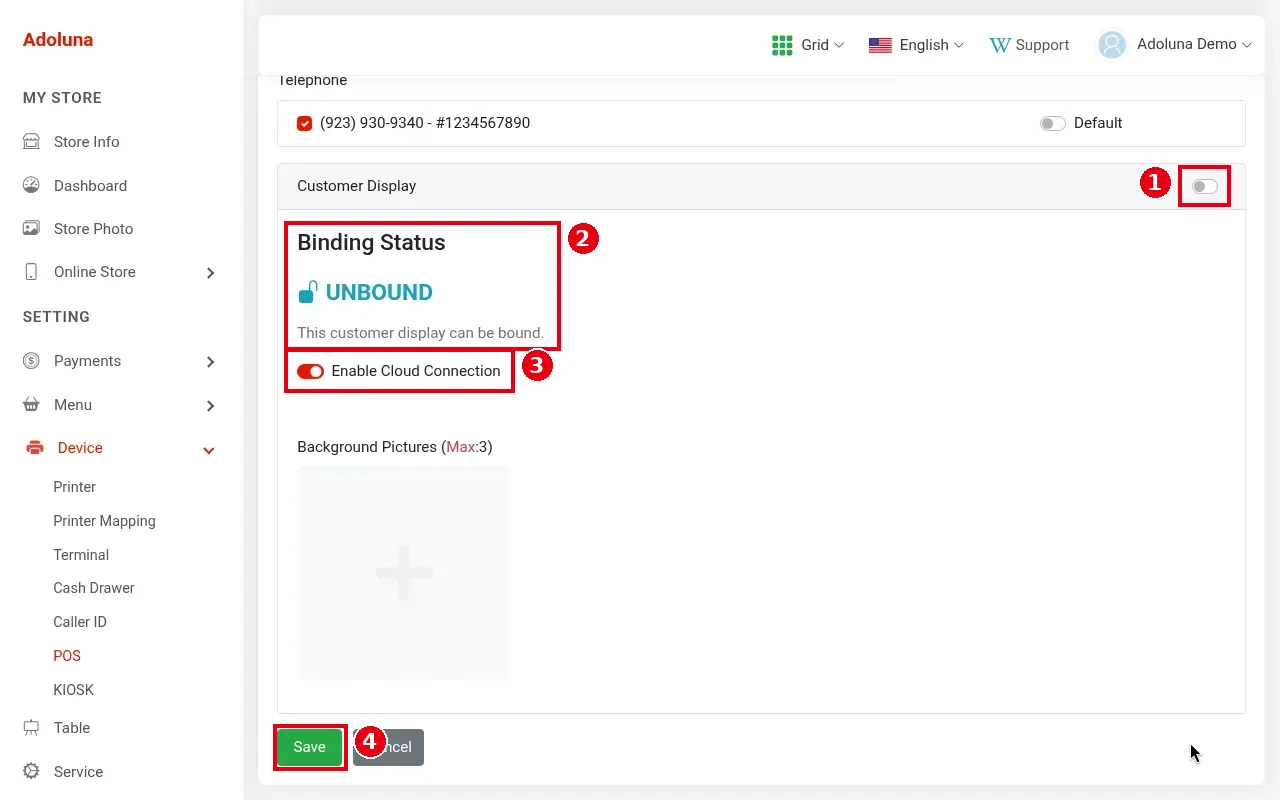 3.5.1 How to set up the customer display – 351-1