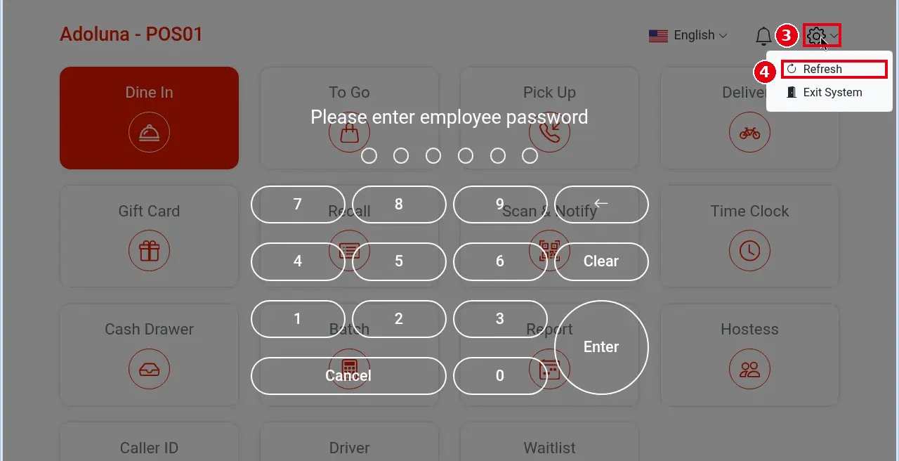 4.4.3 How to refresh or restart the POS – 443-2