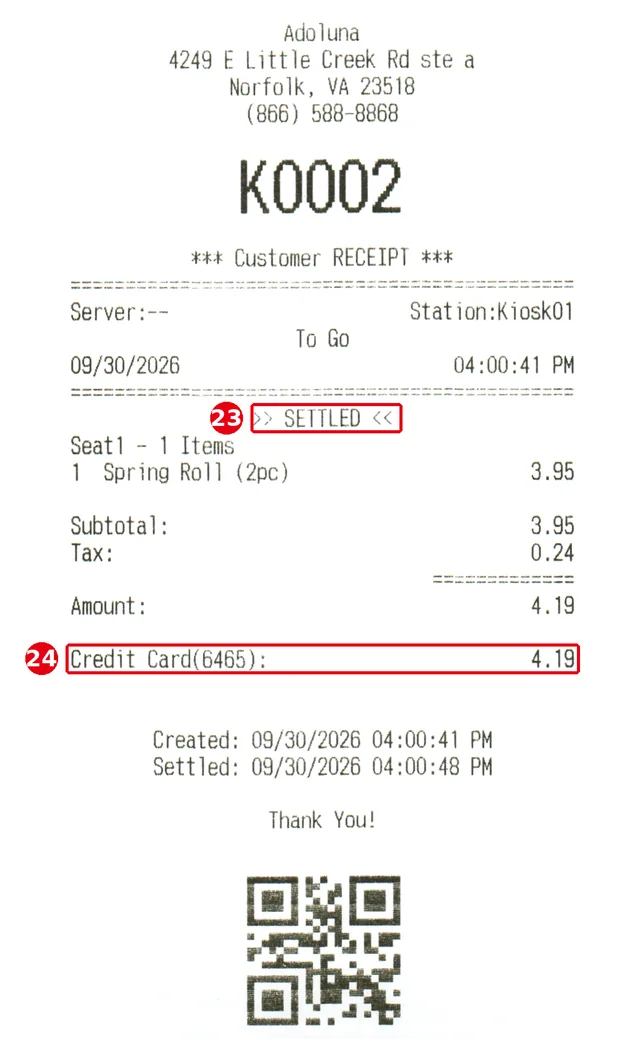 1.8.1 How guests order and pay at the Kiosk – prt181-paid