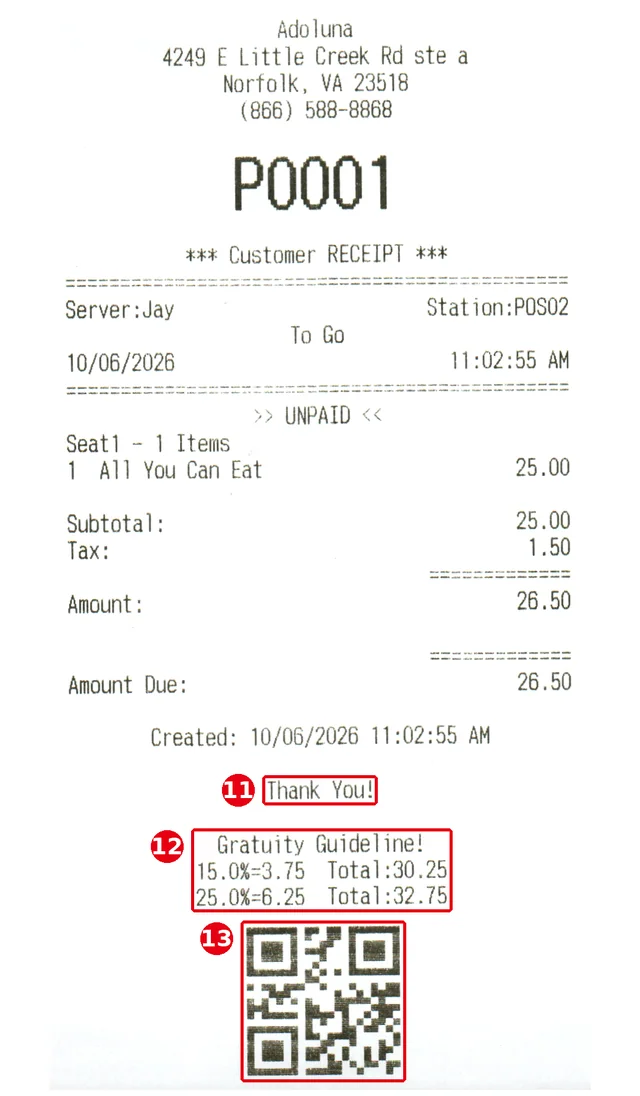 2.5.5 How to set receipt messages and tip guidelines – prt255-r